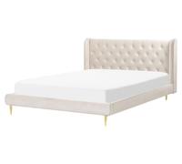 Bed Velvet FORBACH 160 x 200 cm (EU King Size) Beige