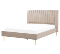 Beliani Velvet Eu King Size Bed Beige Marville