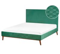 Beliani Bed Velvet Bayonne 160 X 200 Cm (Eu King Size) Dark Green