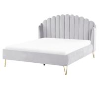 Beliani Velvet Eu King Size Bed Grey Ambillou
