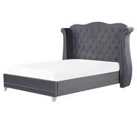 Beliani Bed Velvet Ayette 160 X 200 Cm (Eu King Size) Grey