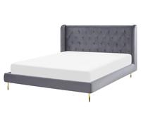 Velvet EU King Size Bed Grey FORBACH