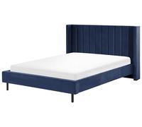 Beliani Bed Velvet Villette 160 X 200 Cm (Eu King Size) Navy Blue