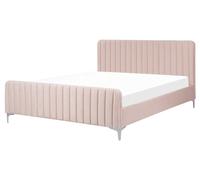 Velvet EU King Size Bed Pastel Pink LUNAN