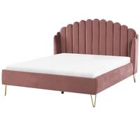 Velvet EU King Size Bed Pink AMBILLOU