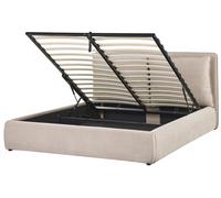 Ottoman Bed BAJONNA Velvet Beige 160 x 200 cm (EU King Size)