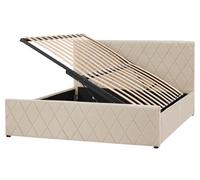 Velvet EU King Size Ottoman Bed Beige ROCHEFORT