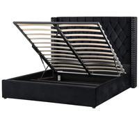 Velvet EU King Size Ottoman Bed Black LUBBON