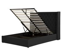 Beliani Velvet Eu King Size Ottoman Bed Black Lubbon