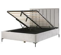 Beliani Ottoman Bed Sezanne Velvet Light Grey 160 X 200 Cm (Eu King Size)