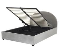 Beliani Ottoman Bed Velvet Vaucluse 160 X 200 Cm (Eu King Size) Light Grey