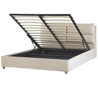Ottoman Bed BATILLY Velvet Light Beige 160 x 200 cm (EU King Size)