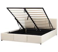 Ottoman Bed BOUSSE Velvet Light Beige 160 x 200 cm (EU King Size)