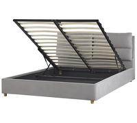 Ottoman Bed BATILLY Velvet Light Grey 160 x 200 cm (EU King Size)