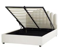 Beliani Ottoman Bed Vincennes Velvet Off-White 160 X 200 Cm (Eu King Size)
