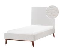 Velvet EU Single Size Bed Off-White BAYONNE
