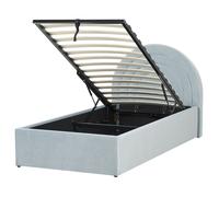 Velvet EU Single Size Ottoman Bed Light Blue ANET