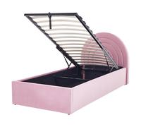 Beliani Anet Ottoman Kids Bed With Half-Round Headboard (Eu Single), Velvet, 90X200 Cm, Pink