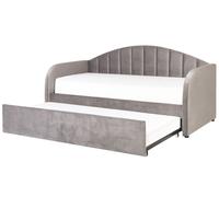 Beliani Trundle Bed Velvet Eyburie 90 X 200 Cm Eu Single Grey, Grey