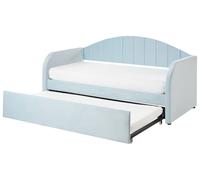 Beliani Velvet Eu Single Trundle Bed Light Blue Eyburie