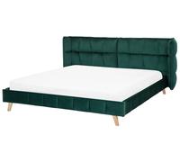 Beliani Bed Velvet Senlis 180 X 200 Cm (Eu Super King) Dark Green
