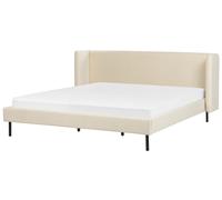 Bed Velvet ARETTE 180 x 200 cm (EU Super King) Light Beige