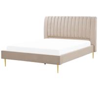 Beliani Bed Velvet Marville 180 X 200 Cm (Eu Super King) Sand Beige