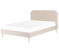 Velvet EU Super King Size Bed Light Beige FLAYAT