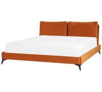 Beliani Bed Velvet Melle 180 X 200 Cm (Eu Super King) Orange