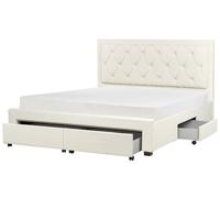 Bed with Storage Drawers LIEVIN Velvet Light Beige 180 x 200 cm (EU Super King)