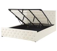 Beliani Ottoman Bed Amiens Velvet Light Beige 180 X 200 Cm (Eu Super King)