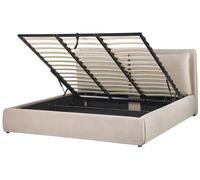 Ottoman Bed BAJONNA Velvet Beige 180 x 200 cm (EU Super King)