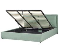 Ottoman Bed BAJONNA Velvet Mint Green 180 x 200 cm (EU Super King)