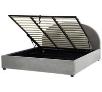 Beliani Ottoman Bed Vaucluse Velvet Light Grey 180 X 200 Cm (Eu Super King)