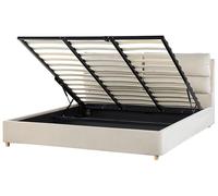 Velvet EU Super King Size Ottoman Bed Light Beige BATILLY