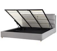 Ottoman Bed BATILLY Velvet Light Grey 180 x 200 cm (EU Super King)