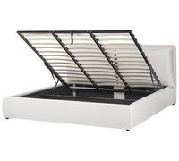 Ottoman Bed BAJONNA Velvet Off-White 180 x 200 cm (EU Super King)