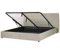 Beliani Ottoman Bed Lavaur Velvet Taupe 180 X 200 Cm (Eu Super King)