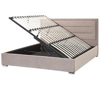 Ottoman Bed ROUEN Velvet Taupe 180 x 200 cm (EU Super King)