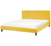 Beliani Bed Velvet Fitou 180 X 200 Cm (Eu Super King) Yellow