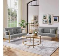 Velvet Fabric Loveseat Stylish Sofa Futon Luxury Couch Settee With Deep Cushion
