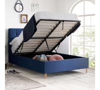 Velvet Fabric Ottoman Bed Frame Storage Birlea Loxley Birlea Blue Double