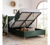 Birlea Velvet Fabric Ottoman Bed Frame Storage Loxley in Green | Size: King Birlea Green King