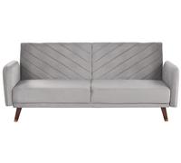 Velvet Fabric Sofa Bed Light Grey SENJA