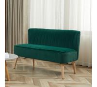 HOMCOM Velvet-Feel Double Sofa w/ Wood Frame Foam Padding High Back, Green