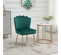 HOMCOM Velvet-Feel Shell Accent Chair Home Bedroom Lounge - Green - Velvet-touch Polyester, Steel