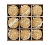 Velvet Finish Flocked Christmas Ornaments 8cm, 9-Pack Baubles with Pearl | Star Decorations for Tree Wreath Garland, Luxury Holiday Decor Set in Assorted Colors Red Green Blue Pink Purple Grey