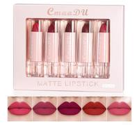 Velvet Finish Matte Lipstick Set 5 Pcs with Moisturizing Waterproof Formula Offering Long Lasting Wear and Smooth Lip Coverage (02)
