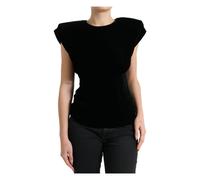 Velvet Fitted Padded Shoulder Blouse Top - female - Dolce & Gabbana - Blouses - Black - S - Blouses & Shirts S