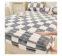 Velvet Fitted Sheet,Elastic Velvet Sheet Mattress Protector,Soft Breathable Mattress Pad Cover for Twin Full Queen King California King Size Bed(Gray,Pillow case*2)